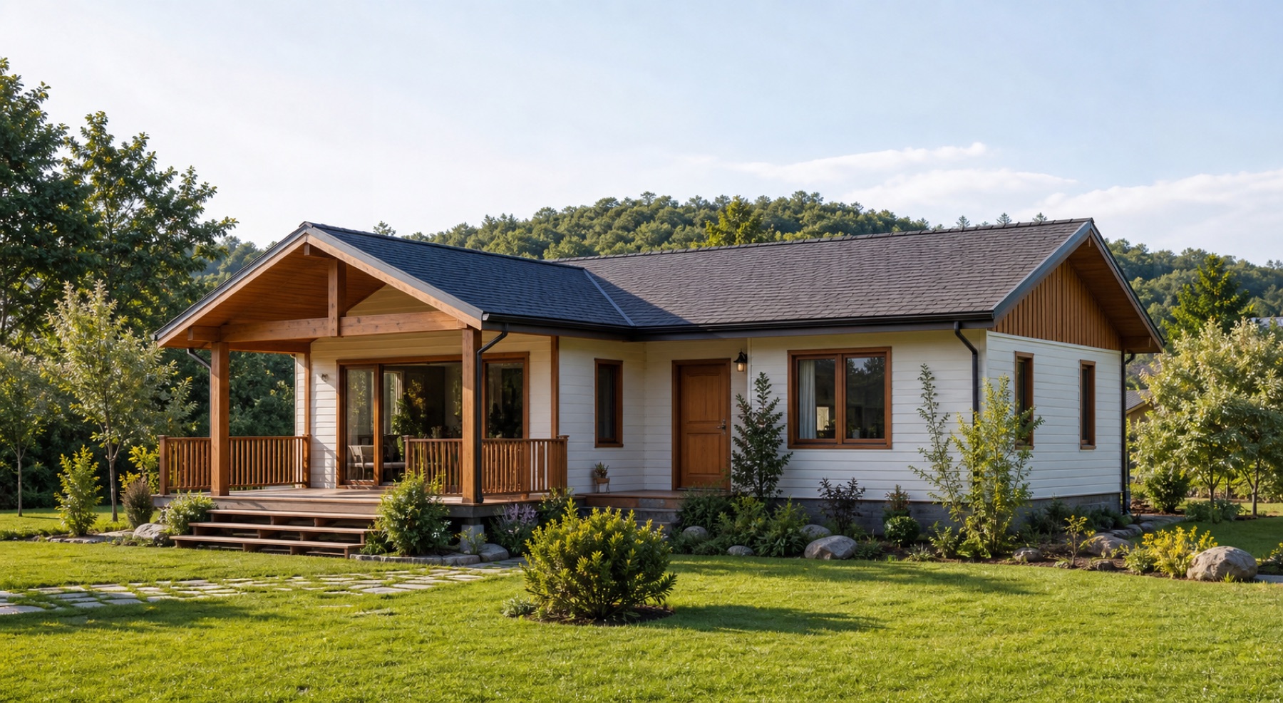 Verandalı prefabrik ev